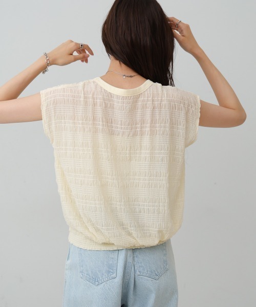 Bab(バブ)の「シャーリング切り替えトップス(Tシャツ/カットソー・レディース・オフホワイト/アイボリー/ブラック・FREE)」の21枚目の写真