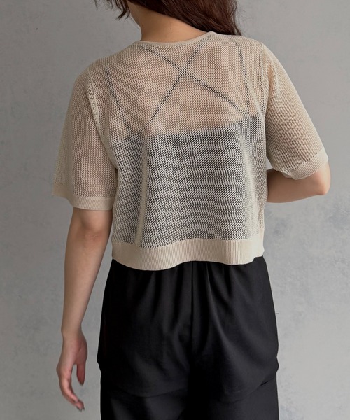 &g'aime(アンジェム)の「【&g'aime 】2wayラメメッシュショートニット 2-Way Lame Mesh short Knit Top(ニット/セーター・レディース・アイボリー/グレー/ブラック・FREE)」の11枚目の写真