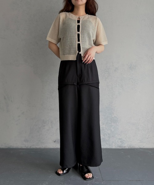 &g'aime(アンジェム)の「【&g'aime 】2wayラメメッシュショートニット 2-Way Lame Mesh short Knit Top(ニット/セーター・レディース・アイボリー/グレー/ブラック・FREE)」の12枚目の写真