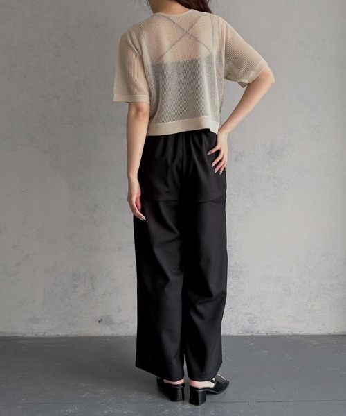 &g'aime(アンジェム)の「【&g'aime 】2wayラメメッシュショートニット 2-Way Lame Mesh short Knit Top(ニット/セーター・レディース・アイボリー/グレー/ブラック・FREE)」の14枚目の写真