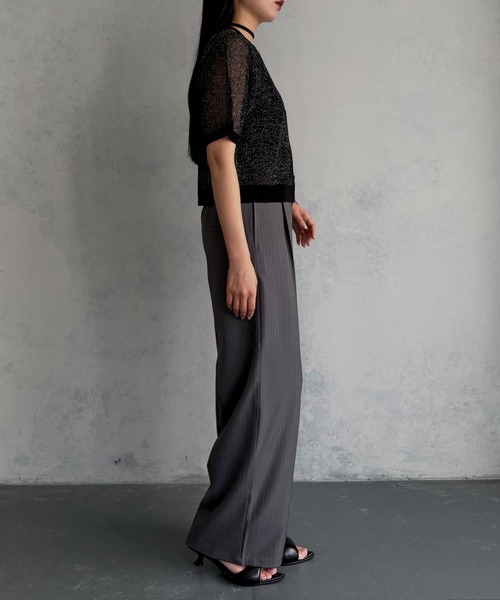 &g'aime(アンジェム)の「【&g'aime 】2wayラメメッシュショートニット 2-Way Lame Mesh short Knit Top(ニット/セーター・レディース・アイボリー/グレー/ブラック・FREE)」の22枚目の写真