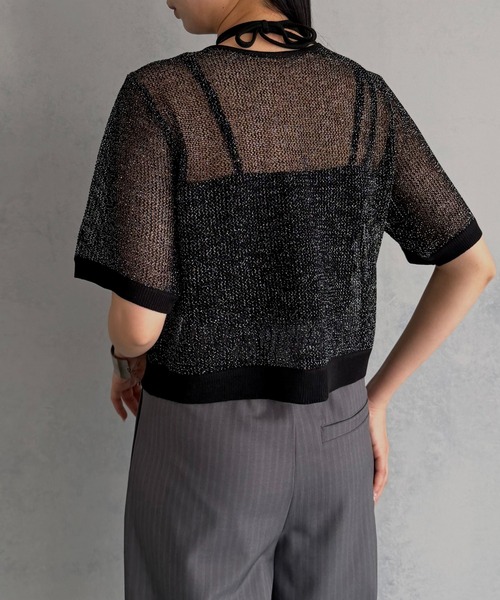 &g'aime(アンジェム)の「【&g'aime 】2wayラメメッシュショートニット 2-Way Lame Mesh short Knit Top(ニット/セーター・レディース・アイボリー/グレー/ブラック・FREE)」の20枚目の写真