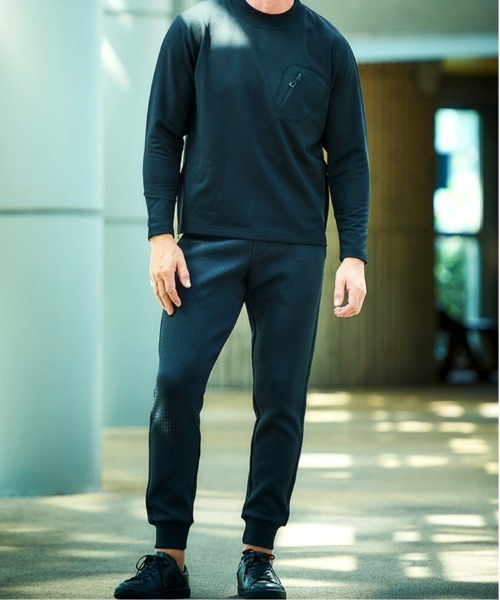 g-stage(ジーステージ)の「●g-stage●温熱保温機能 ストレッチ モックネックカットソー(Tシャツ/カットソー・メンズ・ブラック/グリーン・46/48/50)」の3枚目の写真