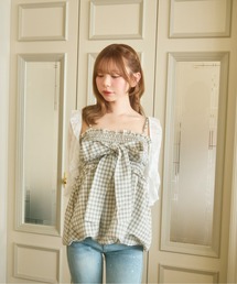 andmary ポピーチェック トップス キャミソール TITTY&CO.（ティティーアンドコー）の「リボンフリルキャミトップス