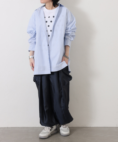 JOURNAL STANDARD LUXE（ジャーナルスタンダード　ラックス）の「【VAS-Y LENTEMENT】 POPLIN STRIPE REGULAR COL（シャツ/ブラウス・レディース・サックスブルー/オレンジ・LARGE）」の4枚目の写真