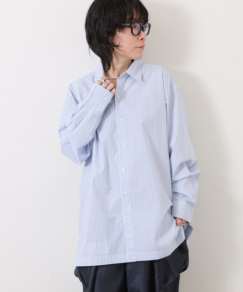 JOURNAL STANDARD LUXE（ジャーナルスタンダード　ラックス）の「【VAS-Y LENTEMENT】 POPLIN STRIPE REGULAR COL（シャツ/ブラウス・レディース・サックスブルー/オレンジ・LARGE）」の6枚目の写真