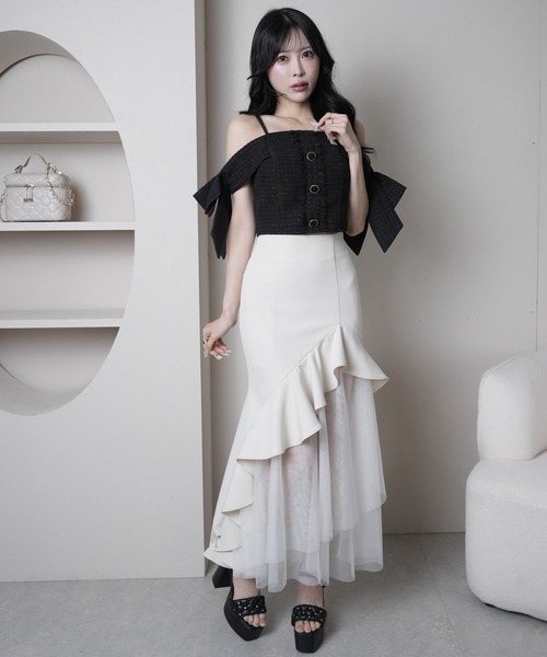 LIPSERVICE(リップサービス)の「シアーレイヤードラッフルマーメイドスカート(スカート・レディース・アイボリー/ブラック・S/M)」の10枚目の写真