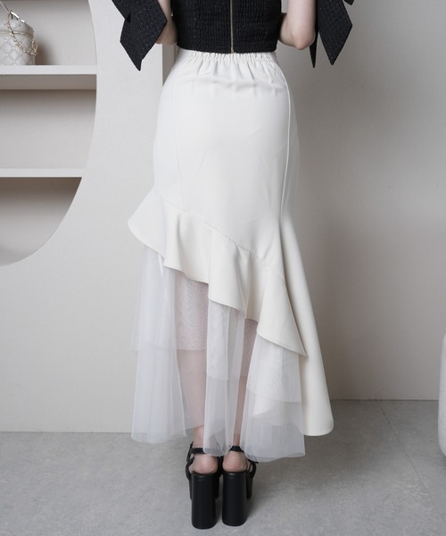 LIPSERVICE(リップサービス)の「シアーレイヤードラッフルマーメイドスカート(スカート・レディース・アイボリー/ブラック・S/M)」の8枚目の写真