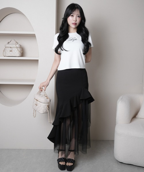 LIPSERVICE(リップサービス)の「シアーレイヤードラッフルマーメイドスカート(スカート・レディース・アイボリー/ブラック・S/M)」の5枚目の写真