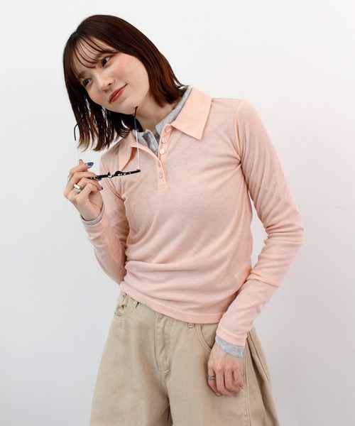 ABYS(アビス)の「シアーフライスポロシャツ(Tシャツ/カットソー・レディース・アイボリー/グレー/ピンク・FREE)」の17枚目の写真