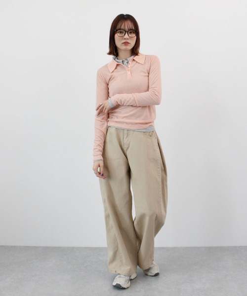ABYS(アビス)の「シアーフライスポロシャツ(Tシャツ/カットソー・レディース・アイボリー/グレー/ピンク・FREE)」の22枚目の写真
