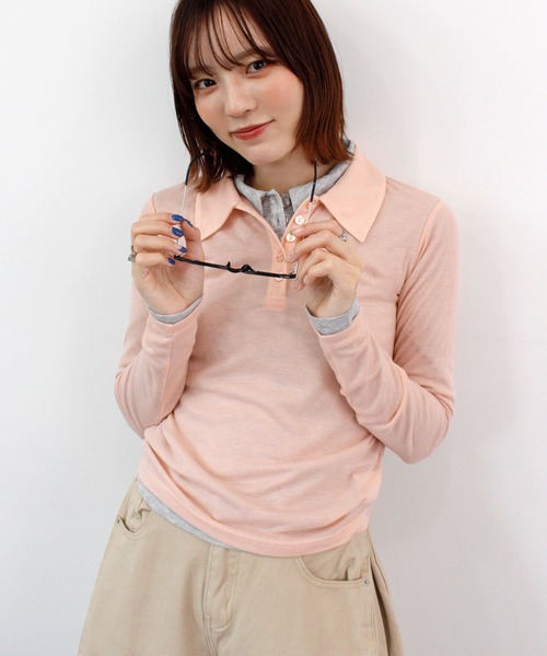 ABYS(アビス)の「シアーフライスポロシャツ(Tシャツ/カットソー・レディース・アイボリー/グレー/ピンク・FREE)」の19枚目の写真