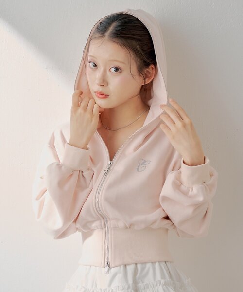 Chico（チコ）の「ダブルジップショート丈パーカー（パーカー・レディース・ホワイト系その他/ピンク/グレー・FREE）」の3枚目の写真