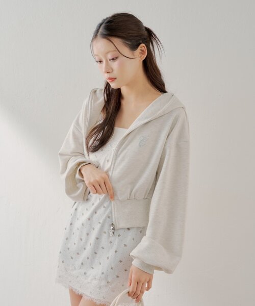 Chico（チコ）の「ダブルジップショート丈パーカー（パーカー・レディース・ホワイト系その他/ピンク/グレー・FREE）」の9枚目の写真