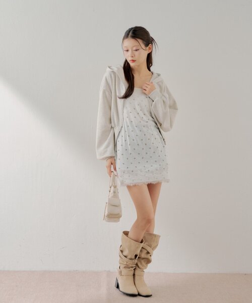 Chico（チコ）の「ダブルジップショート丈パーカー（パーカー・レディース・ホワイト系その他/ピンク/グレー・FREE）」の13枚目の写真