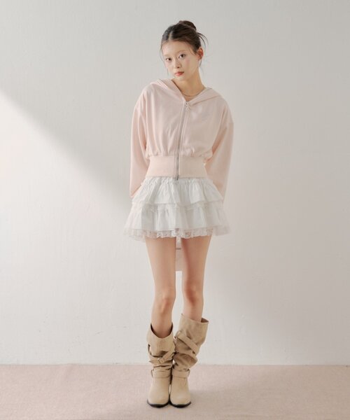 Chico（チコ）の「ダブルジップショート丈パーカー（パーカー・レディース・ホワイト系その他/ピンク/グレー・FREE）」の16枚目の写真