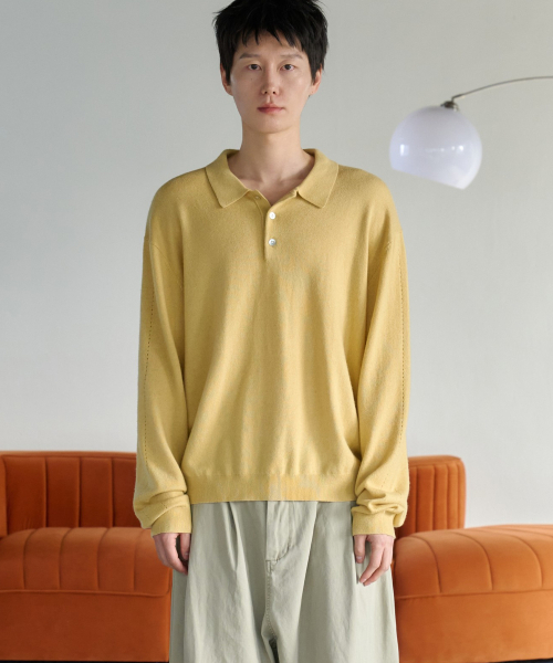 NOUN(ノウン)の「essential collar knit (mustard)(ニット/セーター・メンズ・その他・1/2)」の1枚目の写真