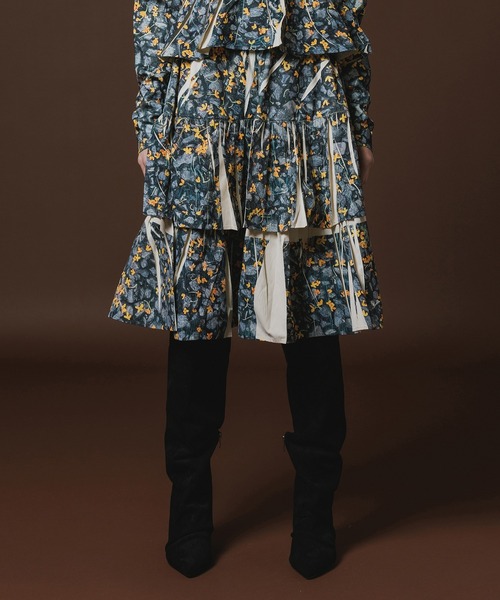 NON TOKYO(ノントーキョー)の「DIRECT PRINT RIB GATHER SKIRT(スカート・レディース・グリーン×ピンク/イエロー×グレー・FREE)」の2枚目の写真