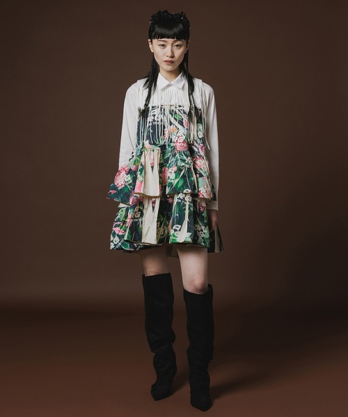 NON TOKYO(ノントーキョー)の「DIRECT PRINT RIB GATHER SKIRT(スカート・レディース・グリーン×ピンク/イエロー×グレー・FREE)」の3枚目の写真