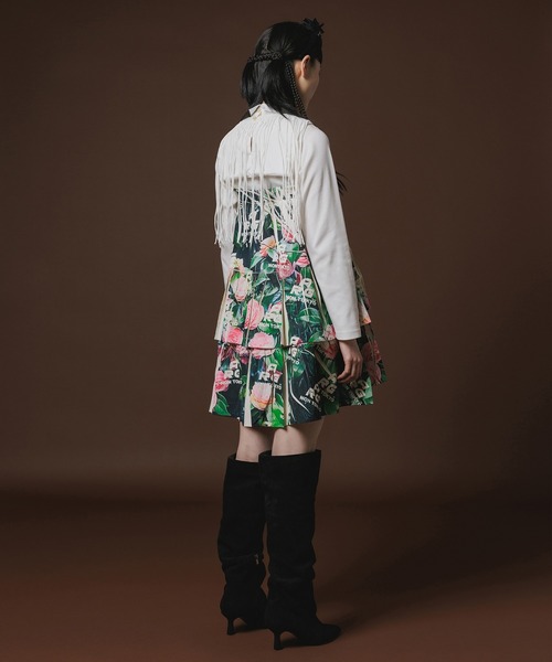NON TOKYO(ノントーキョー)の「DIRECT PRINT RIB GATHER SKIRT(スカート・レディース・グリーン×ピンク/イエロー×グレー・FREE)」の4枚目の写真