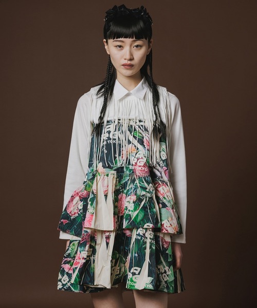 NON TOKYO(ノントーキョー)の「DIRECT PRINT RIB GATHER SKIRT(スカート・レディース・グリーン×ピンク/イエロー×グレー・FREE)」の5枚目の写真