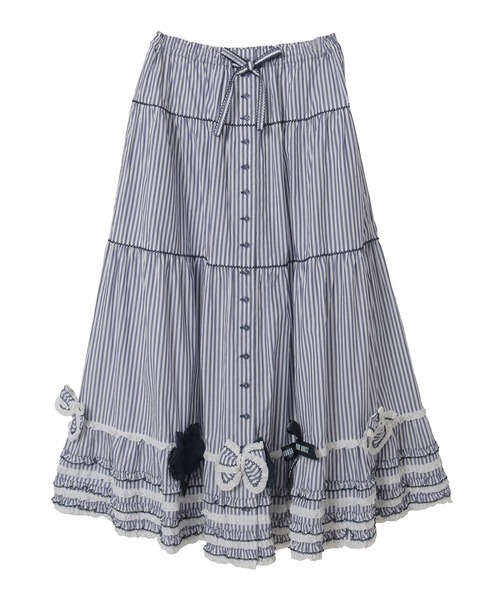 PINK HOUSE（ピンクハウス）の「リボンいっぱいストライプスカート（スカート・レディース・ネイビー/レッド/ピンク/ブラック・フリー）」の3枚目の写真