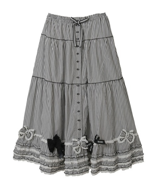 PINK HOUSE（ピンクハウス）の「リボンいっぱいストライプスカート（スカート・レディース・ネイビー/レッド/ピンク/ブラック・フリー）」の2枚目の写真