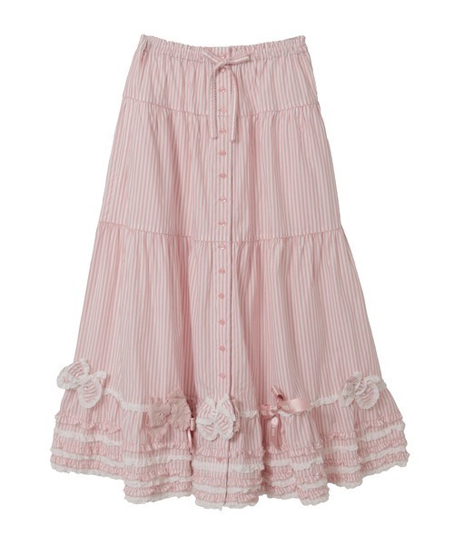 PINK HOUSE（ピンクハウス）の「リボンいっぱいストライプスカート（スカート・レディース・ネイビー/レッド/ピンク/ブラック・フリー）」の5枚目の写真