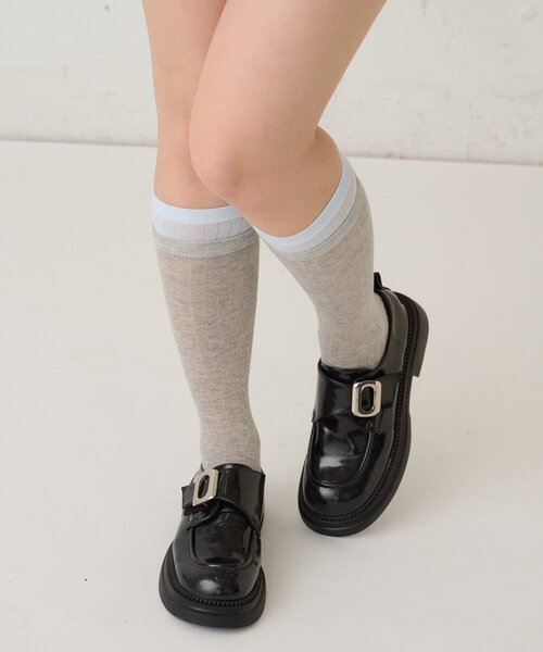 WHO'S WHO gallery(フーズフーギャラリー)の「レイヤードソックス(ソックス/靴下・レディース・グレー/オフホワイト/サックスブルー・FREE)」の2枚目の写真