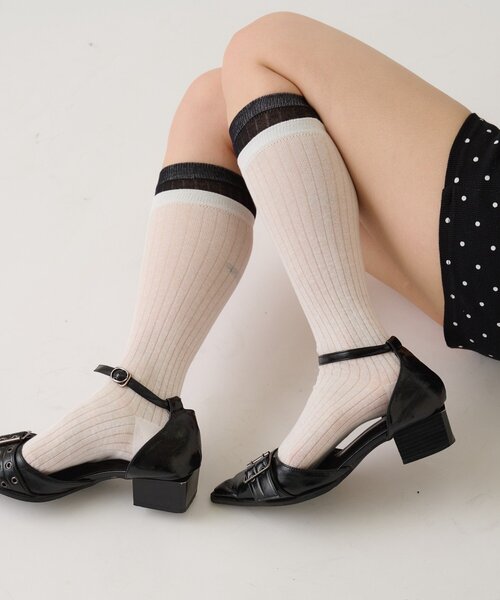 WHO'S WHO gallery(フーズフーギャラリー)の「レイヤードソックス(ソックス/靴下・レディース・グレー/オフホワイト/サックスブルー・FREE)」の1枚目の写真