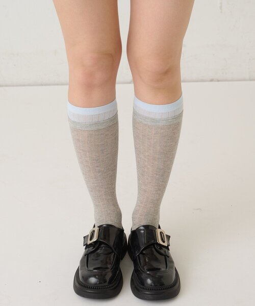 WHO'S WHO gallery(フーズフーギャラリー)の「レイヤードソックス(ソックス/靴下・レディース・グレー/オフホワイト/サックスブルー・FREE)」の6枚目の写真