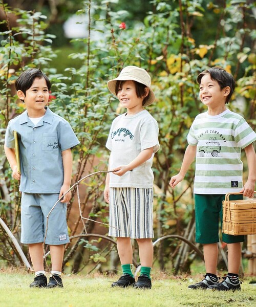 BeBe（ベベ）の「パイルランダムストライプハーフパンツ(80~150cm)（その他パンツ・キッズ・ブラック系その他・110cm/120cm/140cm/150cm/130cm）」の4枚目の写真