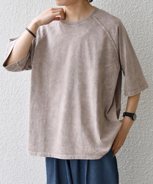 SHIPS any(シップス エニィ)の「【SHIPS any別注】ONEITA: ケミカルウォッシュ リラックス ラグラン Tシャツ(セットアップ対応)◇(Tシャツ/カットソー・メンズ・グレー/オリーブ/ブラック・X-LARGE/LARGE/MEDIUM)」の3枚目の写真