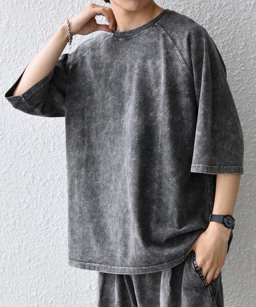 SHIPS any(シップス エニィ)の「【SHIPS any別注】ONEITA: ケミカルウォッシュ リラックス ラグラン Tシャツ(セットアップ対応)◇(Tシャツ/カットソー・メンズ・グレー/オリーブ/ブラック・X-LARGE/LARGE/MEDIUM)」の22枚目の写真