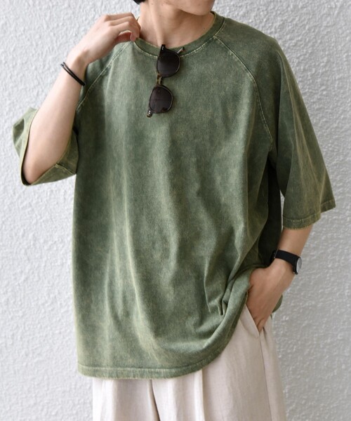 SHIPS any(シップス エニィ)の「【SHIPS any別注】ONEITA: ケミカルウォッシュ リラックス ラグラン Tシャツ(セットアップ対応)◇(Tシャツ/カットソー・メンズ・グレー/オリーブ/ブラック・X-LARGE/LARGE/MEDIUM)」の18枚目の写真