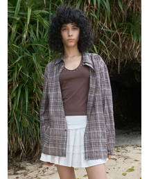 Kijun | Sheer Check Shirt Brown(シャツ/ブラウス)