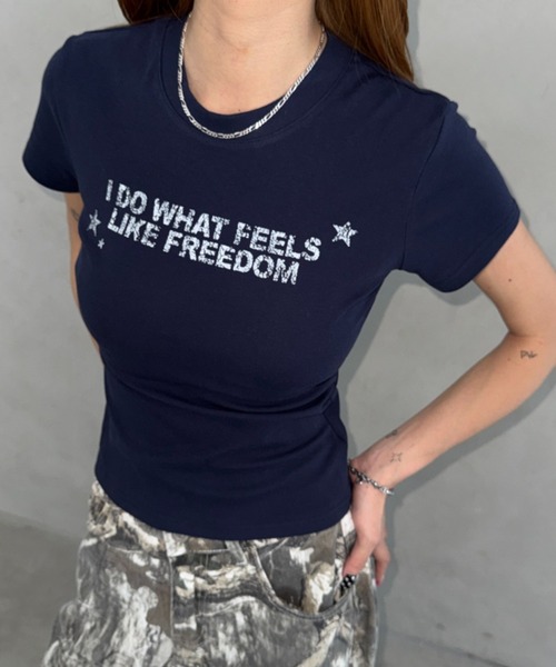 Bamm(バム)の「コンパクトロゴTシャツ(Tシャツ/カットソー・レディース・ネイビー/グレー/ホワイト/ブラック・FREE)」の4枚目の写真