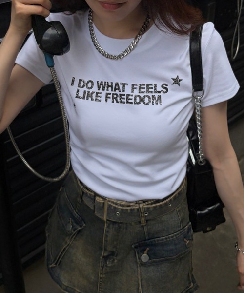 Bamm(バム)の「コンパクトロゴTシャツ(Tシャツ/カットソー・レディース・ネイビー/グレー/ホワイト/ブラック・FREE)」の2枚目の写真
