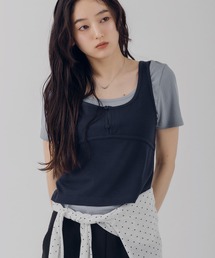 【set item】layered ribbed tee & henry neck tank top / レイヤードリブTシャツ＆ヘンリーネックタンクトップ