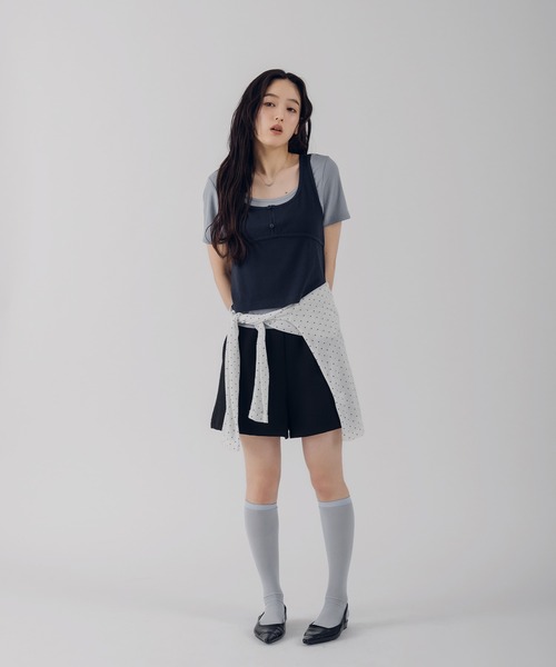 MUHET（ミュエータ）の「【set item】layered ribbed tee & henry neck tank top / レイヤードリブTシャツ＆ヘンリーネックタンクトップ（Tシャツ/カットソー・レディース・レッド/ネイビー/ブラウン・FREE）」の10枚目の写真