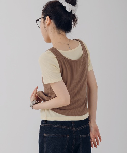 MUHET（ミュエータ）の「【set item】layered ribbed tee & henry neck tank top / レイヤードリブTシャツ＆ヘンリーネックタンクトップ（Tシャツ/カットソー・レディース・レッド/ネイビー/ブラウン・FREE）」の18枚目の写真