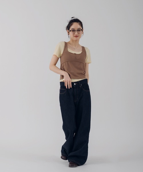 MUHET（ミュエータ）の「【set item】layered ribbed tee & henry neck tank top / レイヤードリブTシャツ＆ヘンリーネックタンクトップ（Tシャツ/カットソー・レディース・レッド/ネイビー/ブラウン・FREE）」の19枚目の写真