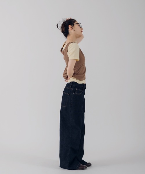 MUHET（ミュエータ）の「【set item】layered ribbed tee & henry neck tank top / レイヤードリブTシャツ＆ヘンリーネックタンクトップ（Tシャツ/カットソー・レディース・レッド/ネイビー/ブラウン・FREE）」の21枚目の写真