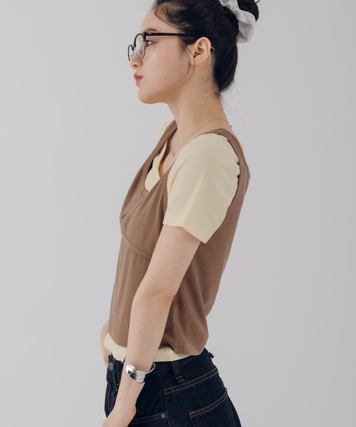 MUHET（ミュエータ）の「【set item】layered ribbed tee & henry neck tank top / レイヤードリブTシャツ＆ヘンリーネックタンクトップ（Tシャツ/カットソー・レディース・レッド/ネイビー/ブラウン・FREE）」の17枚目の写真