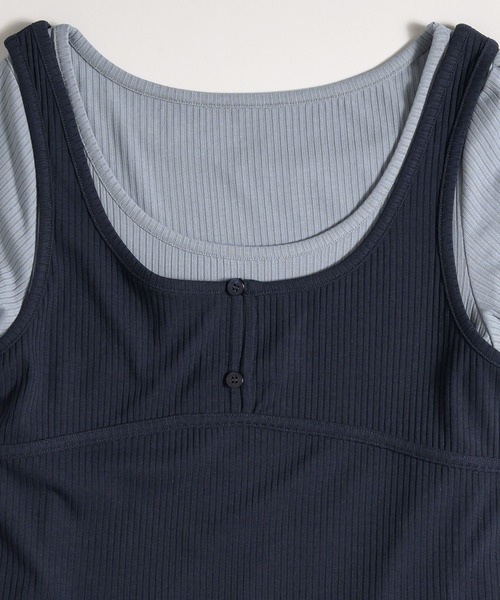 MUHET（ミュエータ）の「【set item】layered ribbed tee & henry neck tank top / レイヤードリブTシャツ＆ヘンリーネックタンクトップ（Tシャツ/カットソー・レディース・レッド/ネイビー/ブラウン・FREE）」の4枚目の写真