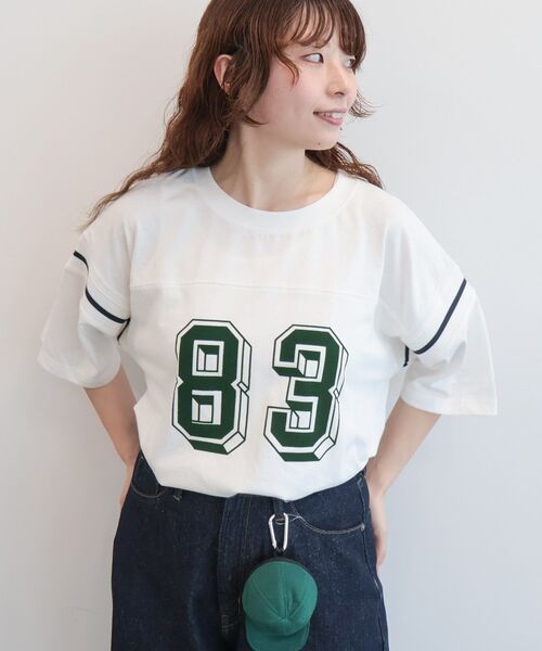 AMERICAN HOLIC(アメリカンホリック)の「【RUSSELL】フットボールTシャツ(Tシャツ/カットソー・レディース・ホワイト・FREE)」の2枚目の写真