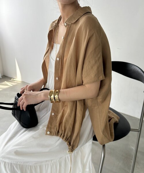 DouDou（ドゥドゥ）の「リネンドロストフレンチシャツ（シャツ