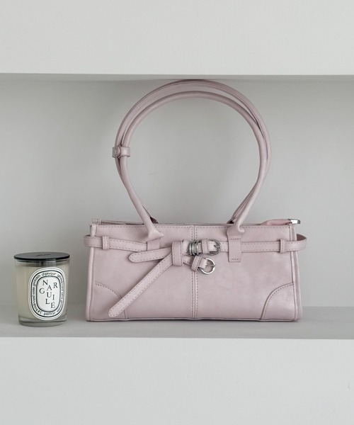 frunco(フランコ)の「ベルト付きナローハンドルBAG(ハンドバッグ・レディース・ブルー/ブラック/ブラウン/ピンク/ホワイト・FREE)」の5枚目の写真