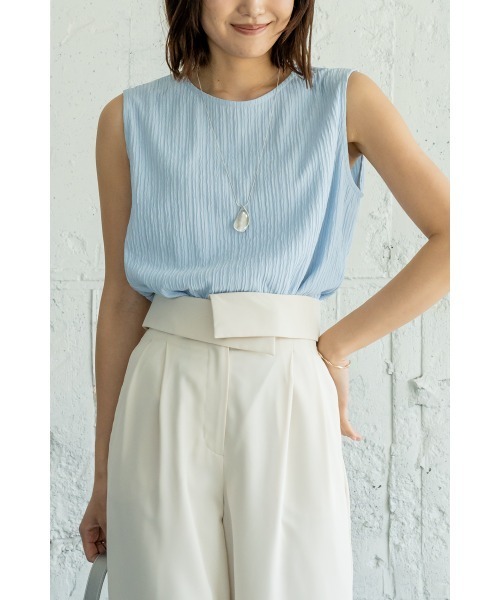 M.deux(エムドゥ)の「リラックス楊柳ノースリカットソー(Tシャツ/カットソー・レディース・ブラック/モカ/サックスブルー・MEDIUM)」の5枚目の写真