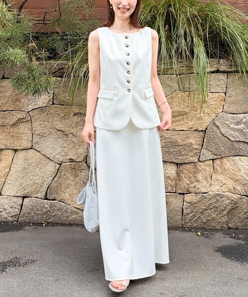 NOLLEY’S Sophi（ノーリーズソフィ）の「《セットアップ対応》ウォッシャブルドライシャンタンジレ（ベスト・レディース・ベージュ/オフホワイト・38）」の4枚目の写真